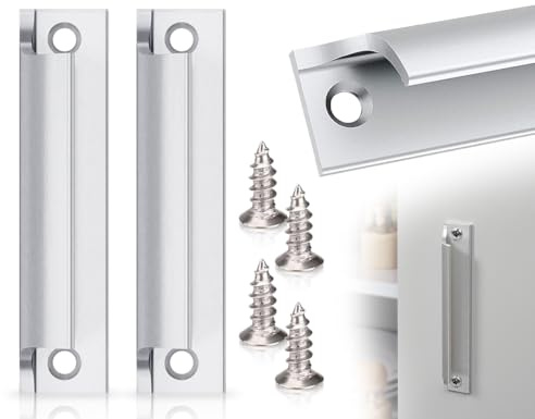 Lhbwhiz 2 Stück Balkontürgriff,Terassentürgriff Außen,Aluminiumlegierungsgriff,Schiebetürgriff,Schrankschubladengriff mit Schrauben,Möbelbeschläge,für Türen und Fenster,Schranktüren,Schubladen(silver)