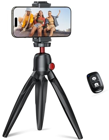 Fuloview Phone Tripod with Wireless Remote, Mini Stand Compatible with Cell Phones, Cameras