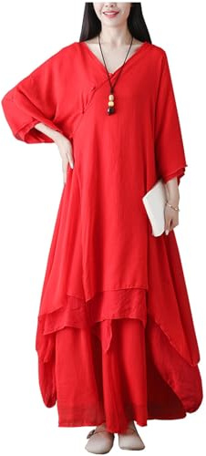 DAYKET Costume Tai Chi pour Femmes, Uniforme de Méditation Zen Traditionnel Chinois, Vêtements d'arts Martiaux, Vêtements D'exercices Matinaux de Kung Fu,Red-XXL