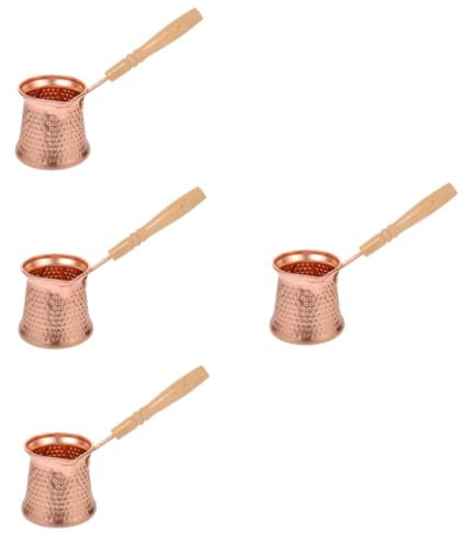 Cabilock Lot De 4 Cafetières Turques En Alliage De Cuivre Cafetières Expresso Ibrik Avec Poignée Résistante À La Chaleur Pour Multifonctions