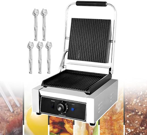 forplubossmmp Tostadora De Sándwich Eléctrica Y Tostadora De Pan De Gran Capacidad, Prensa para Sándwich Comercial, Sandwicheras Y Prensas para Pan con Placas Antiadherentes, Acero Inoxidable,1800W