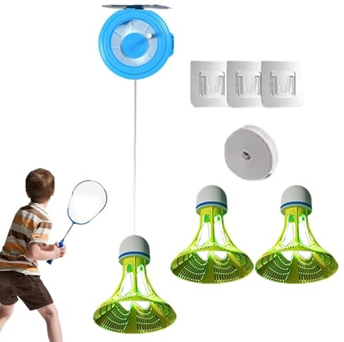 Rebound Badminton Trainer - Indoor Practice Hochelastisches Seil Badmintonschläger Trainer | Sticky Hook Rebound System, Sport Übungshilfe für Anfänger