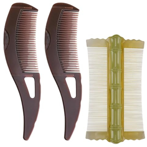 OYZOQ 3 pz Pettine Antiforfora,Pettine a denti Cavi per Cuoio Capelluto Antiforfora, pettine crosta lattea neonato, pettine capelli a Pressione con Manico per Raschiare la Pelle