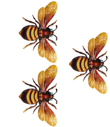 Maodom Decoración de pared de metal, arte de pared para exteriores, 3 esculturas inoxidables para interiores, decoraciones resistentes a la intemperie para jardín, valla, puerta delantera, guardería