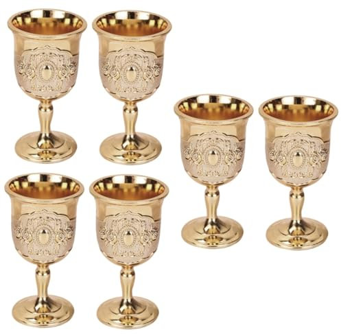 LIFKOME 3 Series Copa Antigua Vasos Para Whisky Vasos Vino Cocktail Glasses De Vino Cáliz Elegante Antiguo Copa De Vino Espumoso Copa De Vino Delicada Metal Golden 2 Piezas X 3