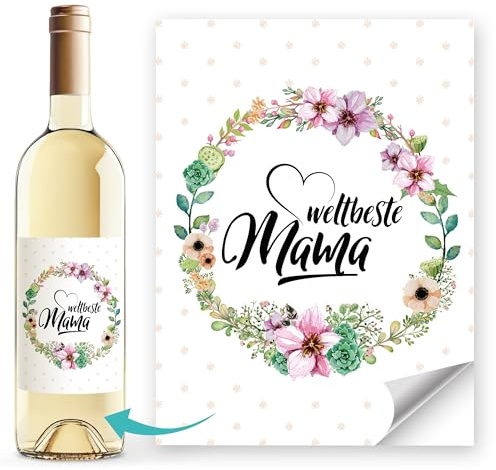 SpecialMe® Weinetiketten Geschenkidee Muttertag Weltbeste Mama Flaschenetiketten selbstklebend Wein Geschenk Weiss unisize
