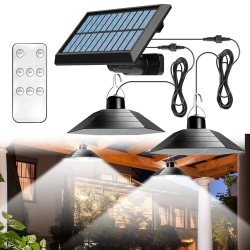 Lámparas solares para exterior e interior, lámpara solar con mando a distancia, lámpara colgante LED solar IP65 resistente al agua, lámparas solares para exteriores con cable de 3 m, lámpara colgante