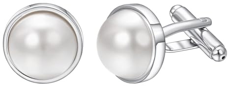 RunootPR Silber Perlen Manschettenknöpfe für Herren Hochzeit Geschäft Einzigartig Geschäft Personalisiert Schmuck Geschenk