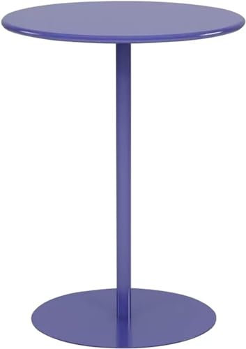 Bistrotisch aus Metall, rund, Couchtisch für Restaurant und Zuhause, für drinnen und draußen, Pub-Tisch, Terrassen- und Balkonmöbel (Durchmesser: 48 cm, Höhe: 56 cm, Farbe: Blau)