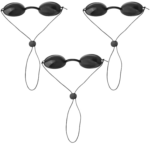 Sotbnna 3 Pairs Red Light Therapy Safety Glasses, UV Eye Protection Goggles | For IPL, LED Light Therapy, Sunbed Tanning and Sunbathing, Adjustable Cord, Reusable Eye Shields for Adults