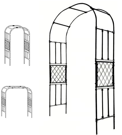 Arche de jardin en métal, pour plantes grimpantes, 3,2 m de large x 2,4 m de haut, support de glycine, tonnelle de mariage, décoration de cérémonie, tonnelle extérieure