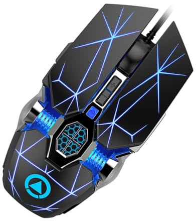 LOLIPPYY Mouse Cablato Gaming USB Impugnatura Antiscivolo in Abs e 3200 Dpi Regolabili, Accessorio per Laptop e PC da Gioco