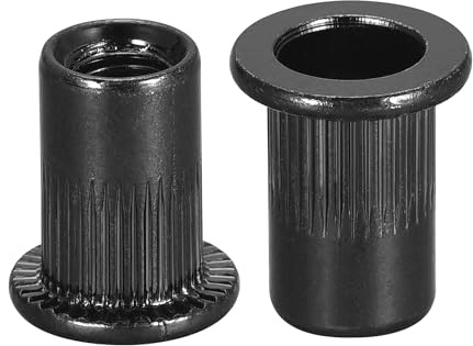 TA-VIGOR M6 Rivet Nuts Carbon Steel Zinc-Plated Flat Head Rivnut 20pc | Half Hex Body Knurled Threaded Insert Nutserts Kit for Metal Plastic, Wood in Automotive, Electrical, Furniture