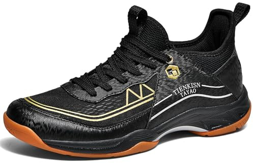 Hiuzylqx Herr Tennis Badmintonskor Lätta Pickleball Inomhusskor Allcourt för Bordtennis Volleyboll Sport,Black,40 EU