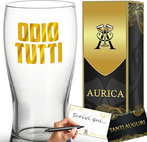 Aurìca Bicchiere Da Birra Personalizzato ODIO TUTTI – Un Brindisi Antisociale Ma Elegante! Boccale Per Regali Ironici A Chi Ama Stare Per I Fatti Propri Con Confezione Regalo Inclusa