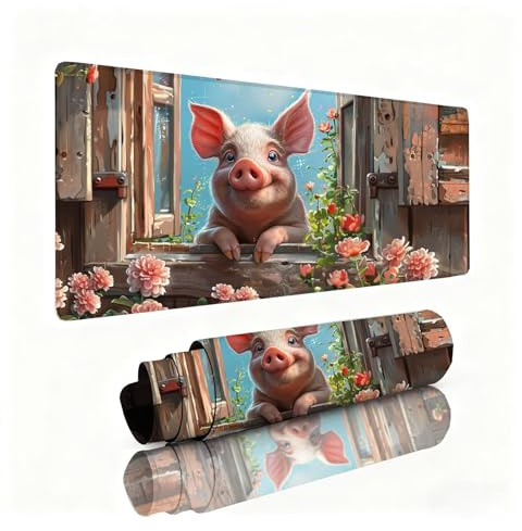 Alfombrilla Ratón Cerdo Alfombrilla Escritorio 800x400x3mm Crisantemo Mouse Pad con Base de Goma Antideslizante, Mejora la Precisión y la Velocidad, Sujeción Estable en Superficies, PC, Oficina 0B-79