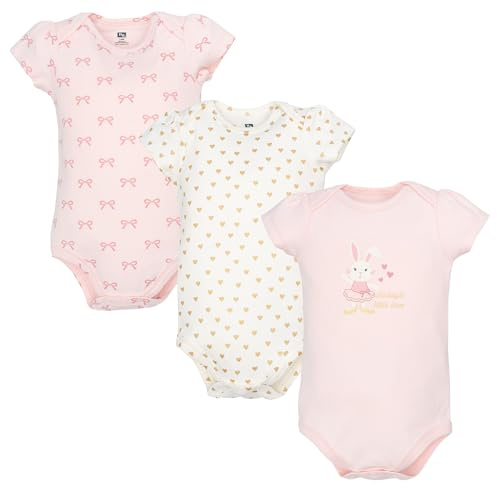 Hudson Baby Unisex Baby Cotton Bodysuits 3-Pack, Ballet Bunny, 0-3 Months
