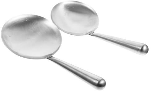 Lurrose Lot de 2 Pelles à Tofu en Acier Inoxydable, Louche Pratique à Manche Court, Petite et Grosse Cuillère Cuisine Multifonction pour Service et Préparation, Résistante la Chaleur,
