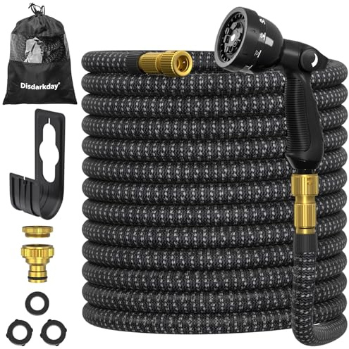 Gartenschlauch Flexibel 30M, Ausziehbare Garten Schlauch mit 10 Funktionsdüse Brause, Garden Hose Leichter Flexschlauch mit 3/4 und 1/2 Zoll 3 Lagigem Latexkern, Schwarz