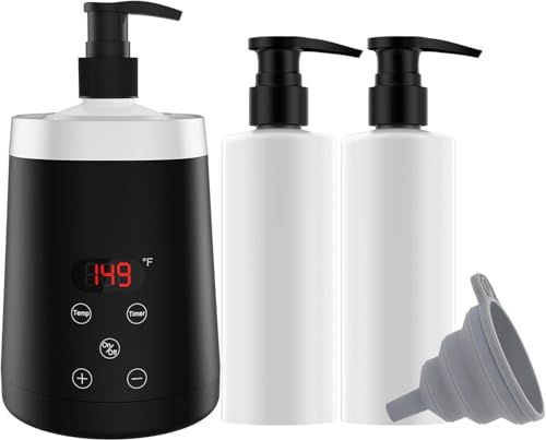 LINBEAUTI Massage Oil Warmer Bottle Professional Lotion Warmer with Two Oil Bottle dispensers, Automatic Oil Heater to Heat Lotion Cream Suitable for spa Salon, Barber Shop, Home use.