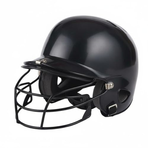 Lljsszr Protector Infantil de Béisbol Casco Juvenil con Protector Facial Doble Oreja Almohadilla Interna Espuma Adecuado para Entrenamientos Juegos Escolares, Negro, Niños A