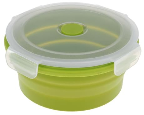 lopituwe Cuenco plegable de silicona apto para viajes. Cuencos plegables para acampar. Cuenco de silicona duradero de grado alimenticio para acampar. plegable, Verde, 400 ml