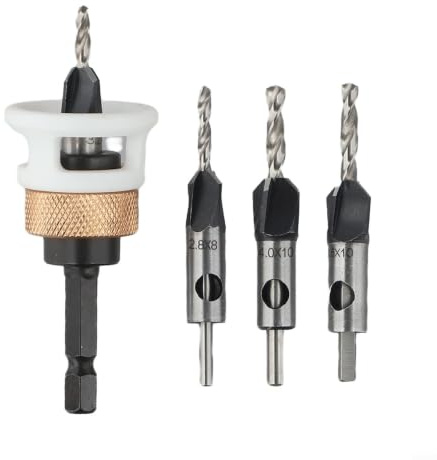 Juego de 4 brocas avellanadas con tope de profundidad de metal duro para madera | Juego de 4 piezas, hoja de carburo de tungsteno, tope de profundidad ajustable, para proyectos de madera precisos, duradero