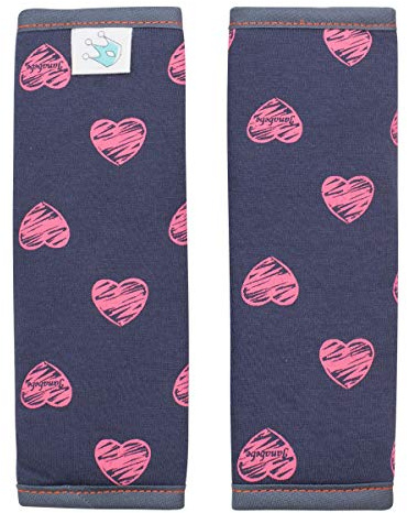 JYOKO KIDS Gurtpolster Universal für Babyschale, Buggy, Autositz (17 x 18, Fluor Heart)