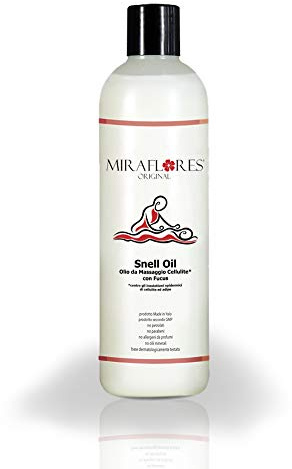 Olio Anticellulite Extra Forte Drenante Made in Italy 500 ml MIRAFLORES - Olio Massaggio Professionale all'Alga Fucus per Pelle Corpo, Gambe, Cosce e Glutei - Aroma Té Verde