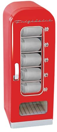 Frigidaire Retro Mini Vending Machine for Room Perfect for Office, Dorm Rooms, Bar or Home, Mini Fridge 10 Can Soda Vending Machine, Red