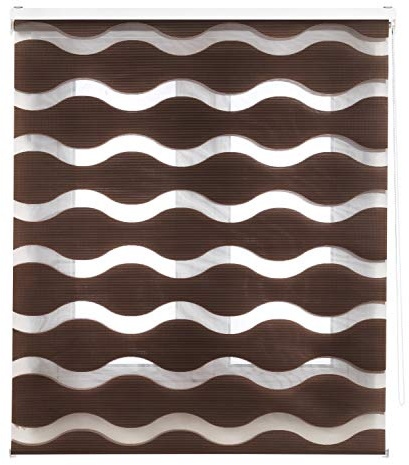 Blindecor Lira Wellen – Doppelrollo Tag und Nacht, Braun, 140 x 180cm (Breite x Höhe)