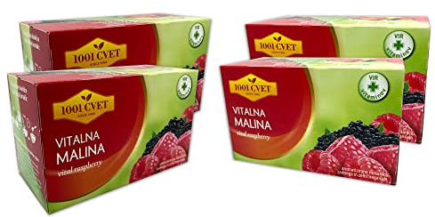 Tè alla frutta delle Alpi – La migliore tisana al gusto vitale di lampone 4 confezioni da 20 bustine (80 bustine di tè) (tè vitale al lampone - 80 bustine)