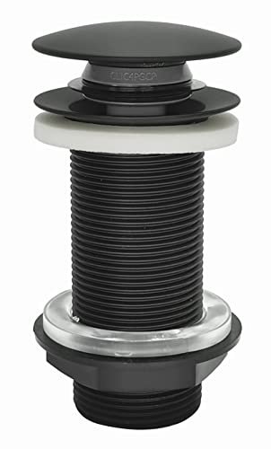 Edouard Rousseau Bonde de Lavabo Clic-Clac, diam. 63 mm, certifié NF, sans Trop Plein, pour Grande Epaisseur (Plan De Travail), Finition Noire