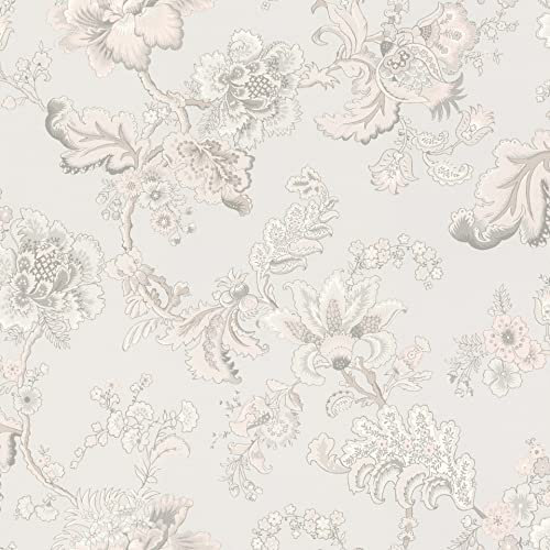 Rasch Tapete 710588-Helle Vliestapete mit großen Blumen in Rosa, Weiß und Grün aus der Kollektion Sophia-10,05m x 0,53m (LxB), Creme