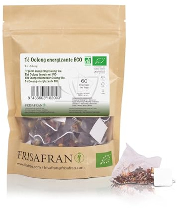 FRISAFRAN | Té Oolong Energizante Ecológico | 30 unidades | 60g | Purificante | Rejuvenecedor | Té azul oolong auténtico