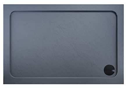 ELEGANT Rectangular 1200 x 800 x 40mm Grey Stone Tray for Shower Enclosure Cubicle + Waste Trap