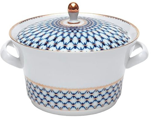 Lomonosov Porzellan-Suppenschüssel Terrine Kobaltnetz 3350 ml