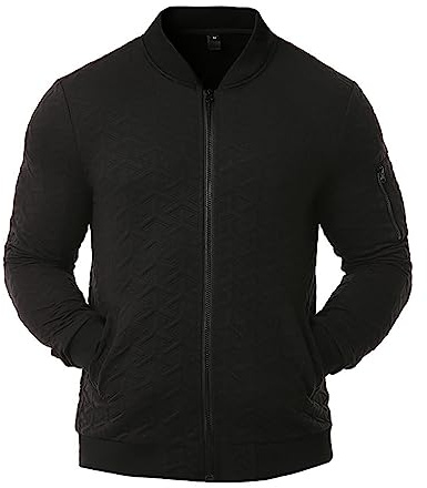 Sweatjacke Herren Ohne Kapuze Zipper Sweat Jacken Sweatshirt Pullover Collegejacke Cardigan Jacke mit Kurzem Stehkragen Geschenke Für Männer Jungen Herren Schwarz XXL