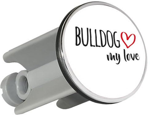 Huuraa Waschbeckenstöpsel Bulldog My Love Geschenk 4cm für Waschbecken Abflussstopfen Bulldog Geschenkidee