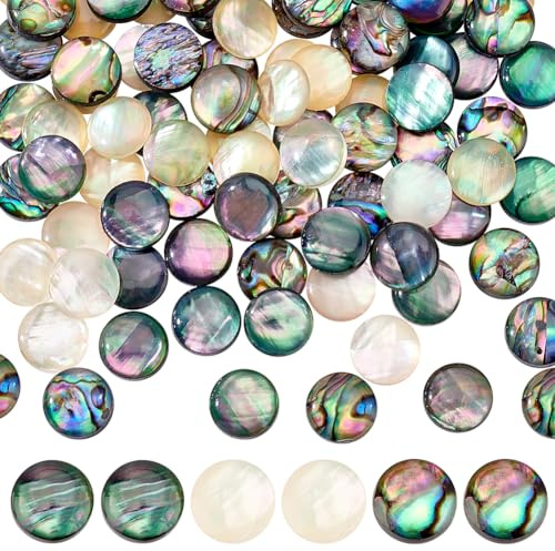 PH PandaHall 90 Stück 3 Farben Abalone Shell Cabochon 10mm Acryl Paua Perlen Halbrunde Muschelperlen für Armband Ohrring Schmuckherstellung