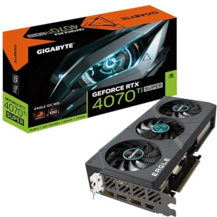 Gigabyte GeForce RTX 4070 Ti Super Eagle OC 16G Scheda Grafica, 3X Ventole WINDFORCE, 16GB 256-bit GDDR6X, GV-N407TSEAGLE OC-16GD Scheda Video
