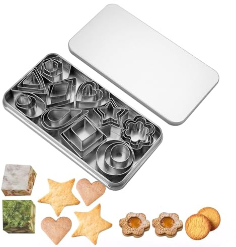 Plätzchen Ausstecher, 30 Stück Plätzchen Ausstecher Mini(Silbrig) | Ausstechformen Set Kleine Keksausstecher aus Edelstahl Geometrische Keksformen für Zuckerkuchen und Kekse