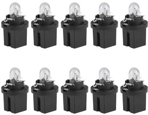 Lampadine per pannello strumenti DC 12V 1.2W T5 B8.5D per mappe, giallo chiaro, adatte per interni auto