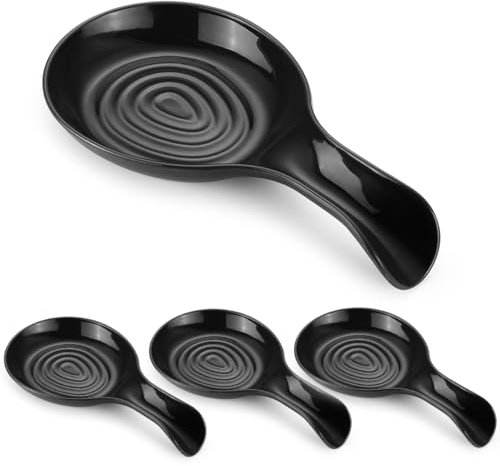 Kyraton Spoon Rest 4 Pack, Plastic Spoon Holder for Kitchen Counter, Kitchen Utensil Rack for Spoons, Tongs, Spatulas, Spoon Rack for Hob, Spatula Rest, Dishwasher Safe