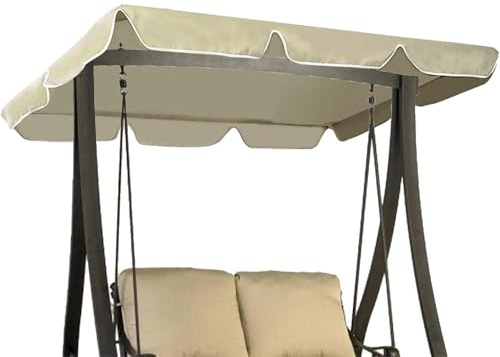 Garden Swing Canopy Replacement Waterproof Swing Chair Canopy Replacement Suit for 2 3 Seater Swing Seat Canopy Replacement Hammock Sun Shade Canopy Cover Top for Garden,Beige,190x120x15cm