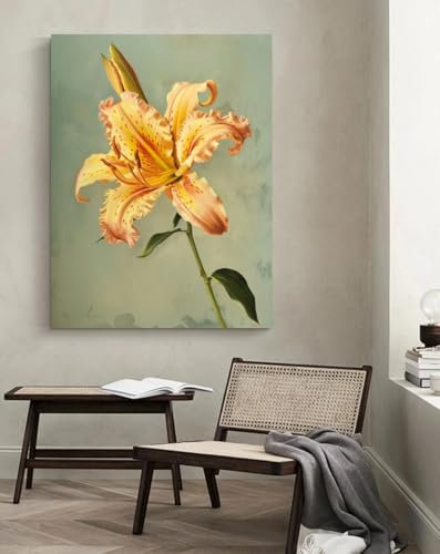 Taxpy Tableau decoration murale Fleur de lys jaune,L,50 * 70cm Peinture Street Art Peinture À L'huile Impressions Sur Toile Moderne Pop Affiche Photo Sur Le Mur