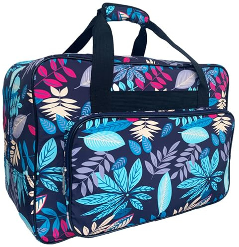 BEAHING Bolsa de la máquina de Coser, Caja de la máquina de Coser de patrón de Hojas de Gran Capacidad con Caja de máquina de Coser de Costura multipropósito de Nylon con Cremallera con Cremallera.