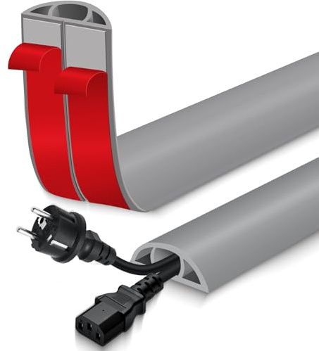 Canaleta pasacables Suelo Flexible Cable Protector Suelo de PVC canaleta Cables Pared Adhesivo para la gestión doméstica (Gris, 50mm×1m)