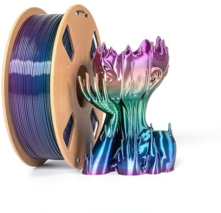 Seiden Rainbow PLA Filament Regenbogen 1.75mm 3D Drucker Filament Silk Mehrfarbige PLA 1kg/2.2lb Gradient Changing 3D Filament, Kompatibel mit den Meisten FDM 3D Druckern, Seide Regenbogen Multicolor