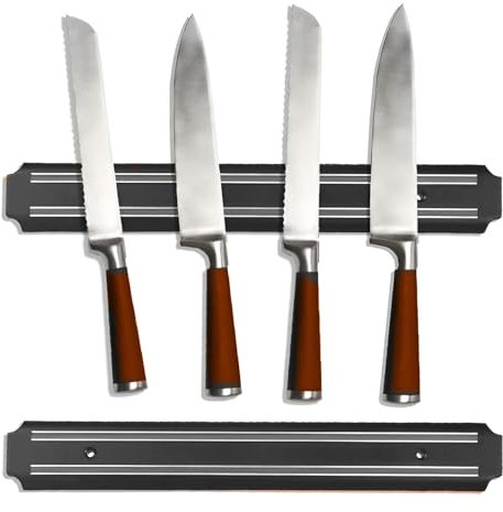 SterlingEdge Magnetic Knife Holder Premium Wall Mounted Magnetic Knife Strip Kitchen Utensil Holder Tool Organizer Durable and Stylish Black 20cm, 33cm, 55cm (20cm)
